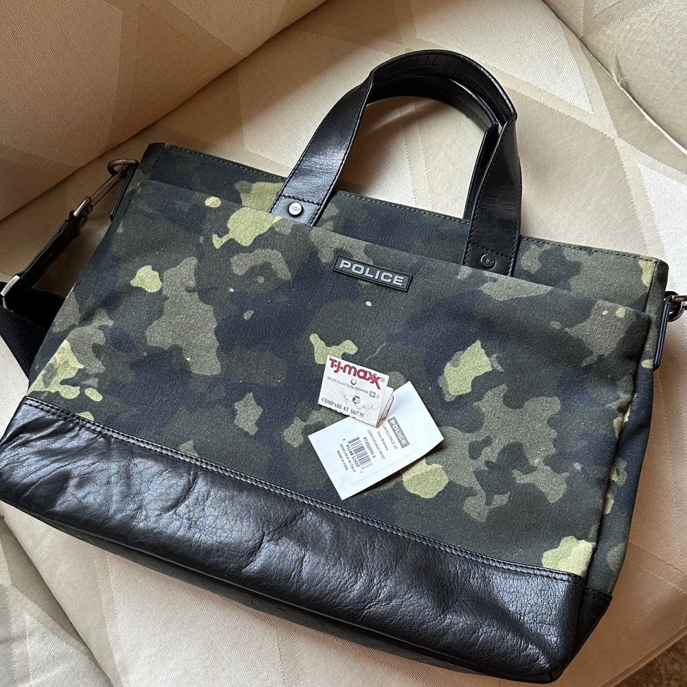 Police Camouflage and Black Messenger Bag